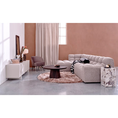 Woood Allure Hoekbank 3-zits Bank + Chaise Longue Links Geweven Stof Bruin Melange - KwaliteitWonen.nl