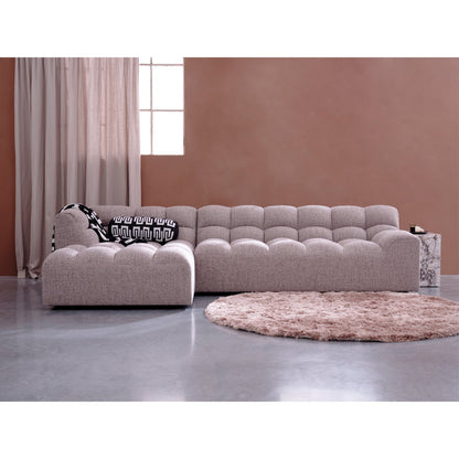 Woood Allure Hoekbank 3-zits Bank + Chaise Longue Links Geweven Stof Bruin Melange - KwaliteitWonen.nl