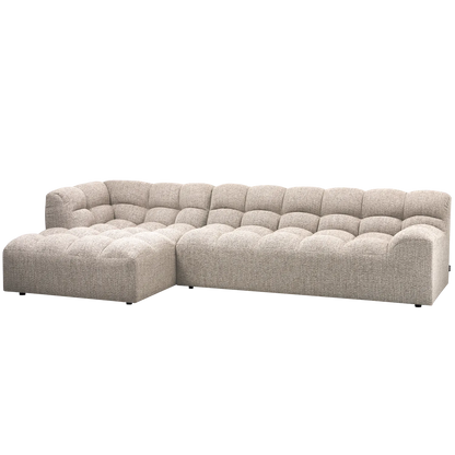 Woood Allure Hoekbank 3-zits Bank + Chaise Longue Links Geweven Stof Naturel Melange - KwaliteitWonen.nl