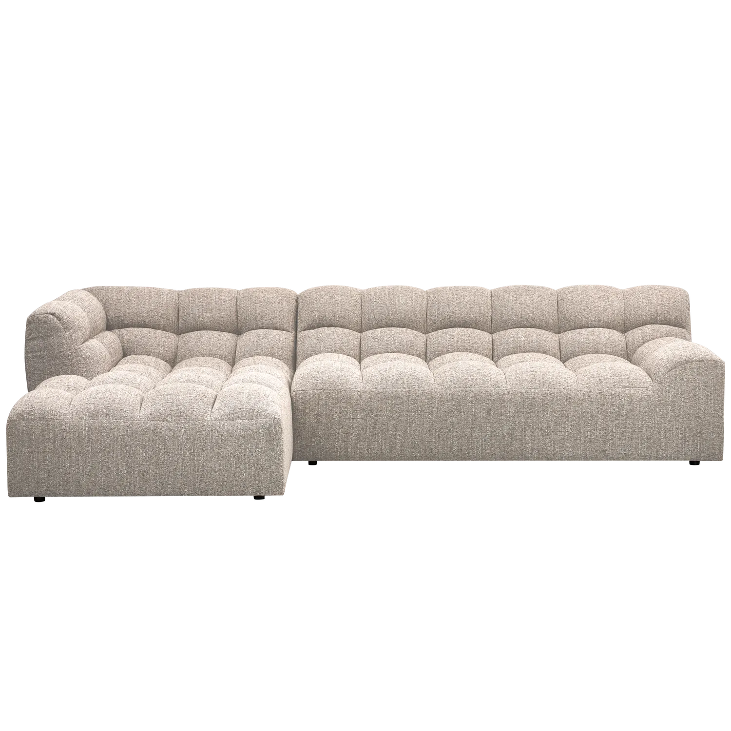 Woood Allure Hoekbank 3-zits Bank + Chaise Longue Links Geweven Stof Naturel Melange - KwaliteitWonen.nl