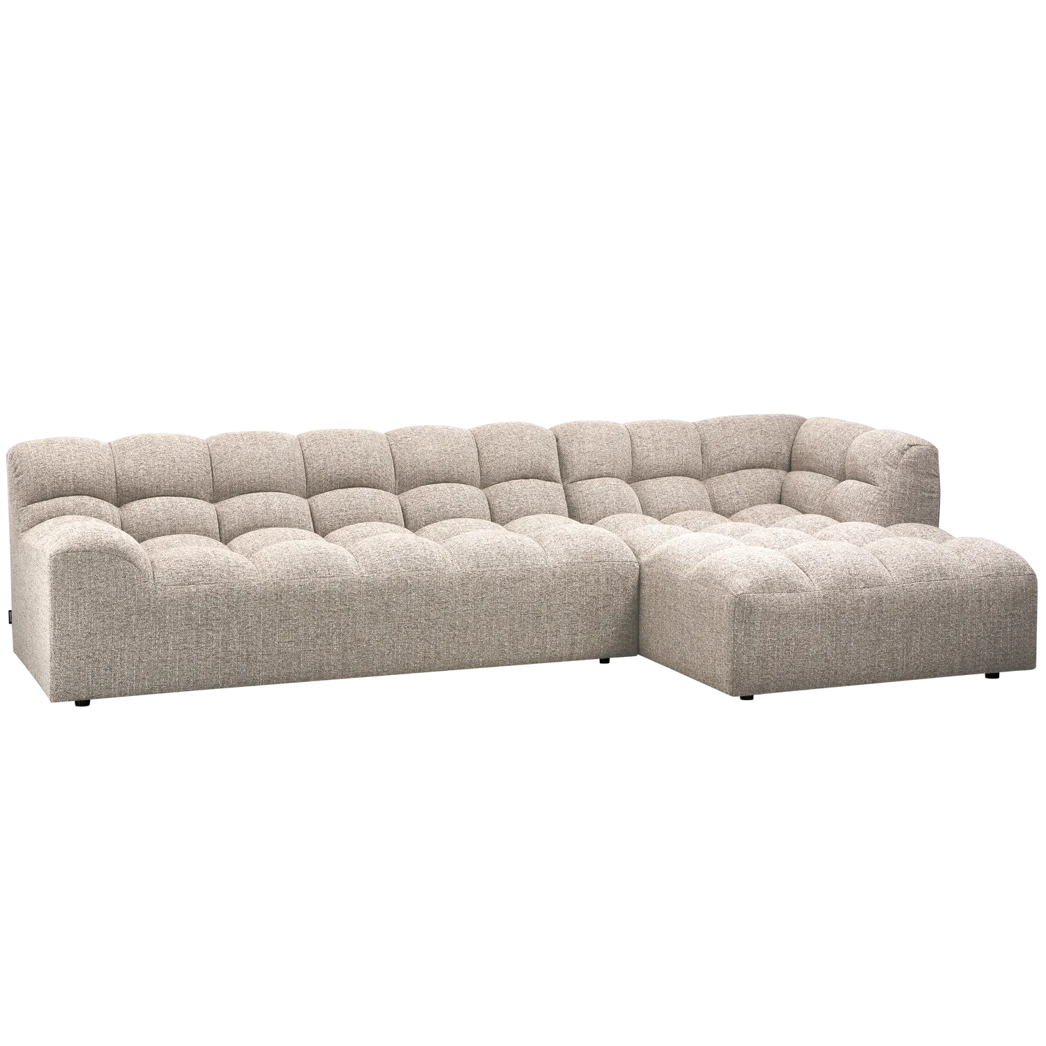 Woood Allure Hoekbank 3-zits Bank + Chaise Longue Rechts Geweven Stof Naturel Melange - KwaliteitWonen.nl