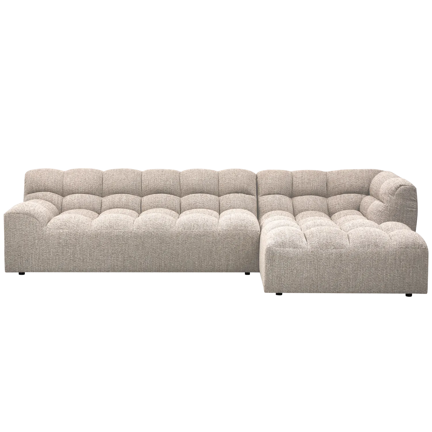 Woood Allure Hoekbank 3-zits Bank + Chaise Longue Rechts Geweven Stof Naturel Melange - KwaliteitWonen.nl