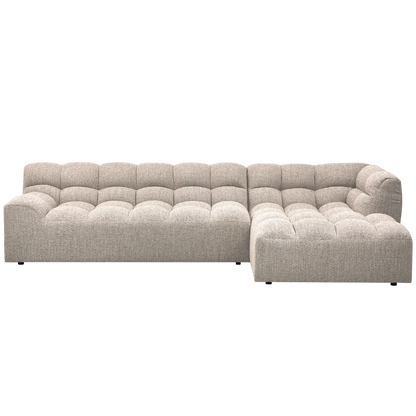 Woood Allure Hoekbank 3-zits Bank + Chaise Longue Rechts Geweven Stof Naturel Melange - KwaliteitWonen.nl