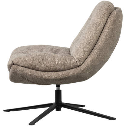 Woood Arve Draaifauteuil Bedrukte Stof Naturel Melange-Kwaliteitwonen.nl