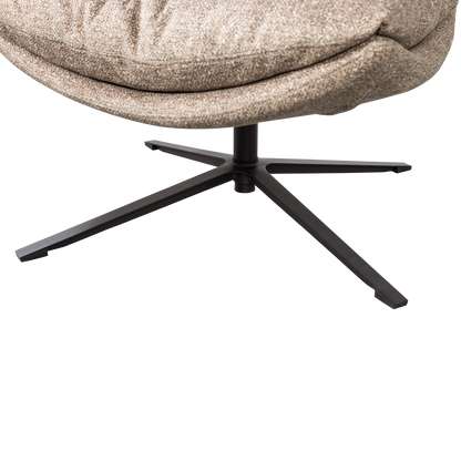 Woood Arve Draaifauteuil Bedrukte Stof Naturel Melange-Kwaliteitwonen.nl