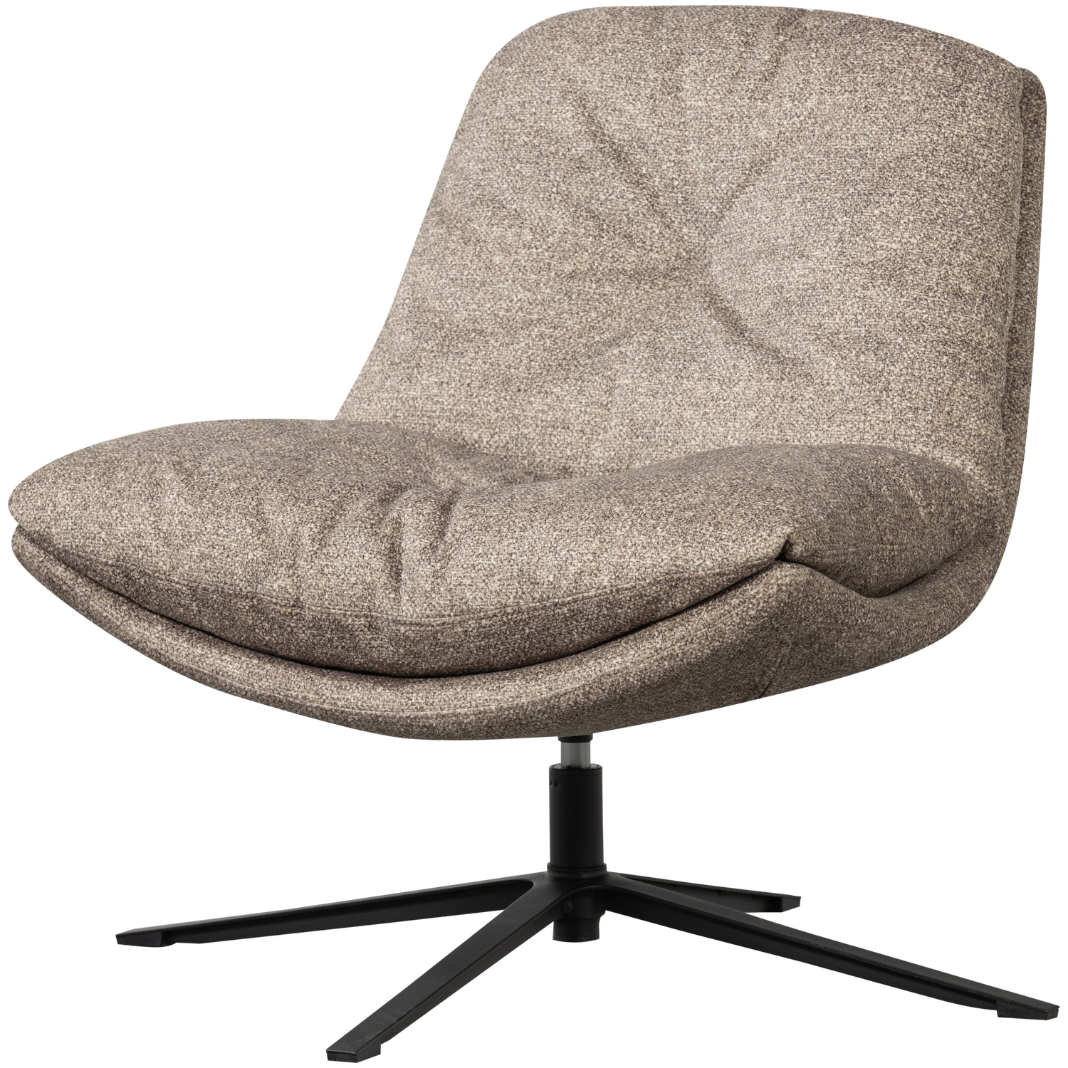 Woood Arve Draaifauteuil Bedrukte Stof Naturel Melange-Kwaliteitwonen.nl