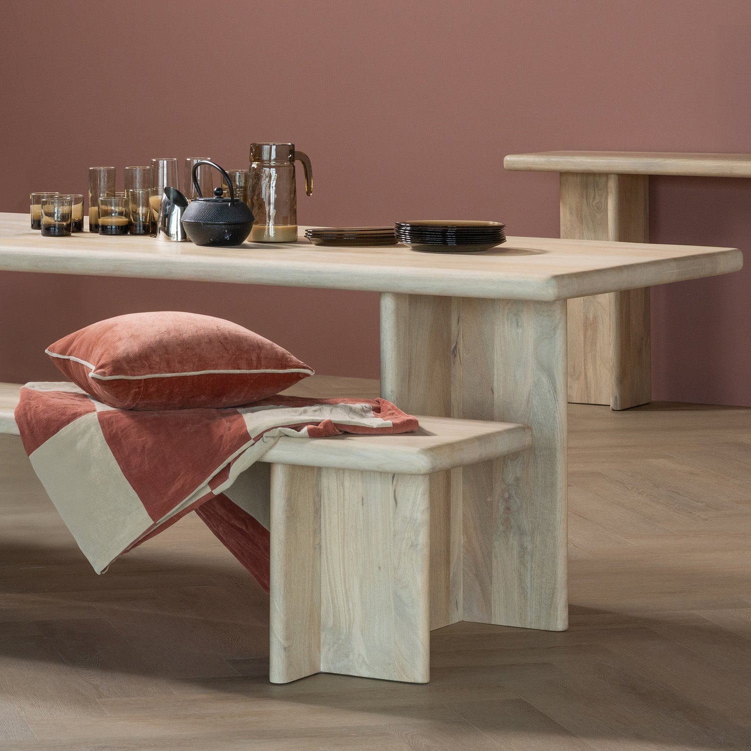 Woood Ato Eetbankje 180 X45 Cm Mangohout Naturel - KwaliteitWonen.nl