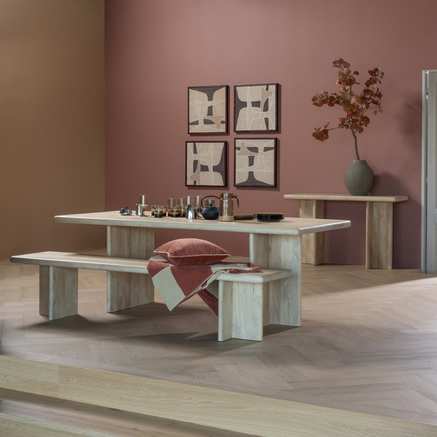Woood Ato Eettafel 220 X90 Cm Mangohout Naturel - KwaliteitWonen.nl