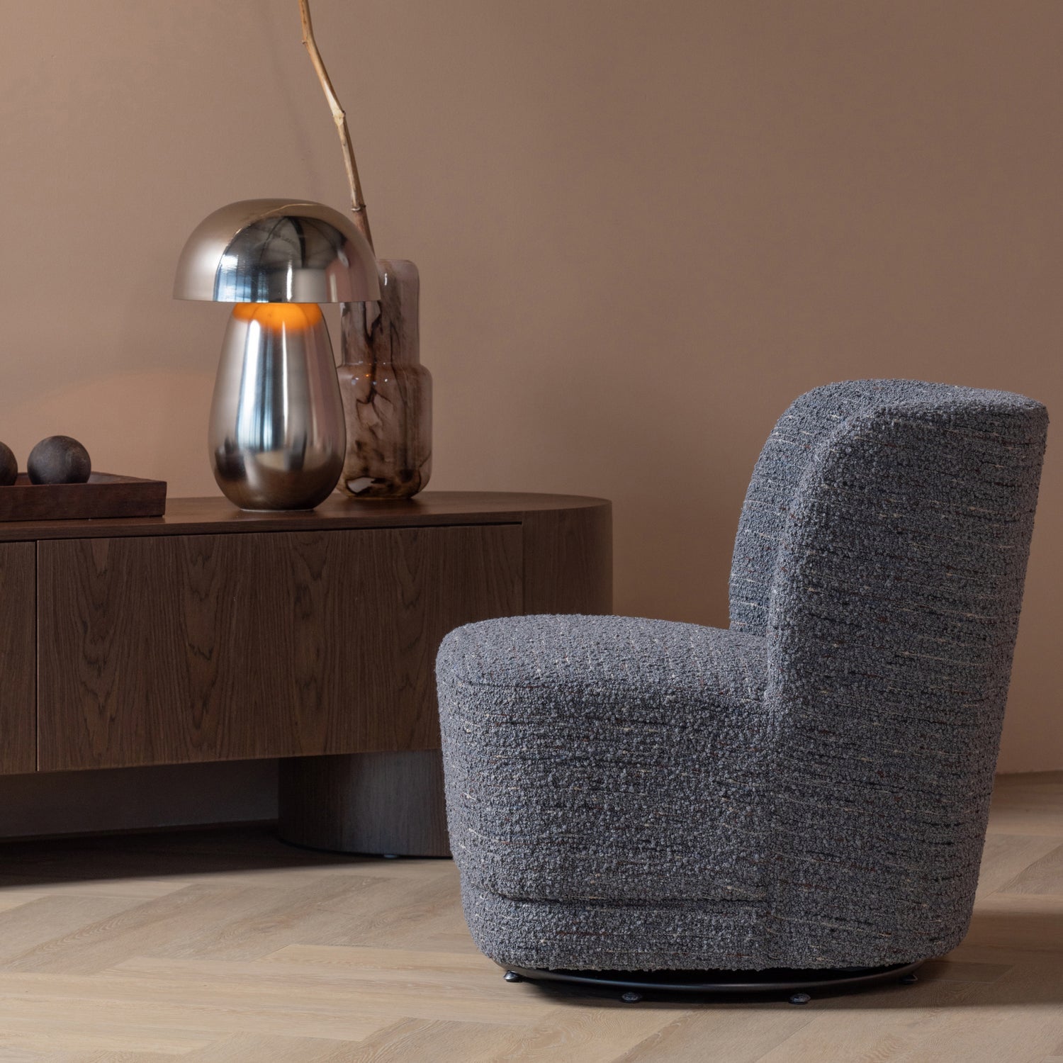 Woood Atty Draaifauteuil Grove Melange Grijs [Fsc] - KwaliteitWonen.nl