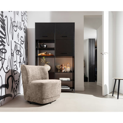 Woood Atty Draaifauteuil Velvet Zand - KwaliteitWonen.nl