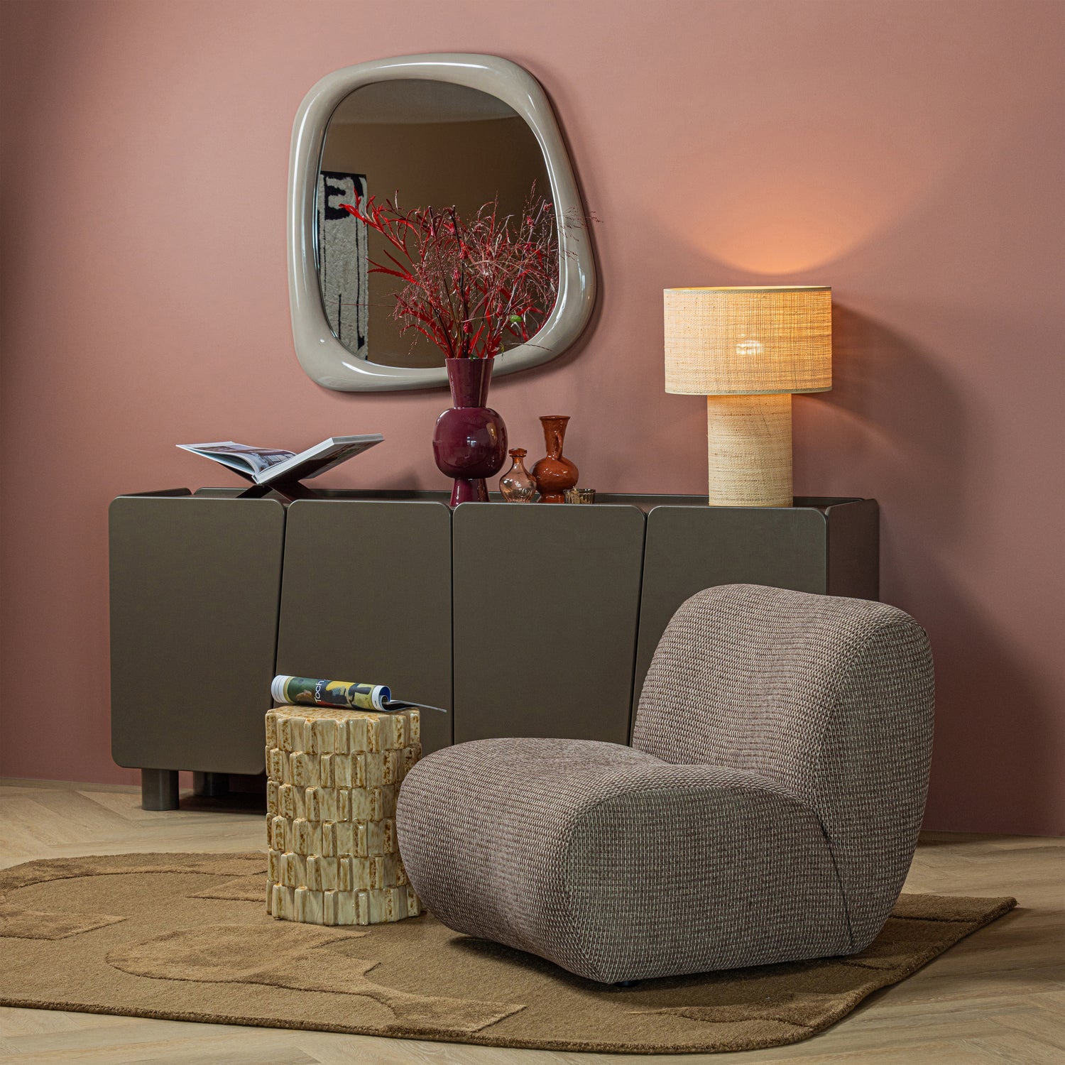 Woood Axu Decoratieve Bijzettafel Keramiek Zand 45x35cm - KwaliteitWonen.nl