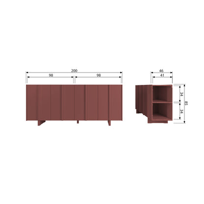 Woood Basu Dressoir Grenen Bordeauxrood [Fsc] - KwaliteitWonen.nl