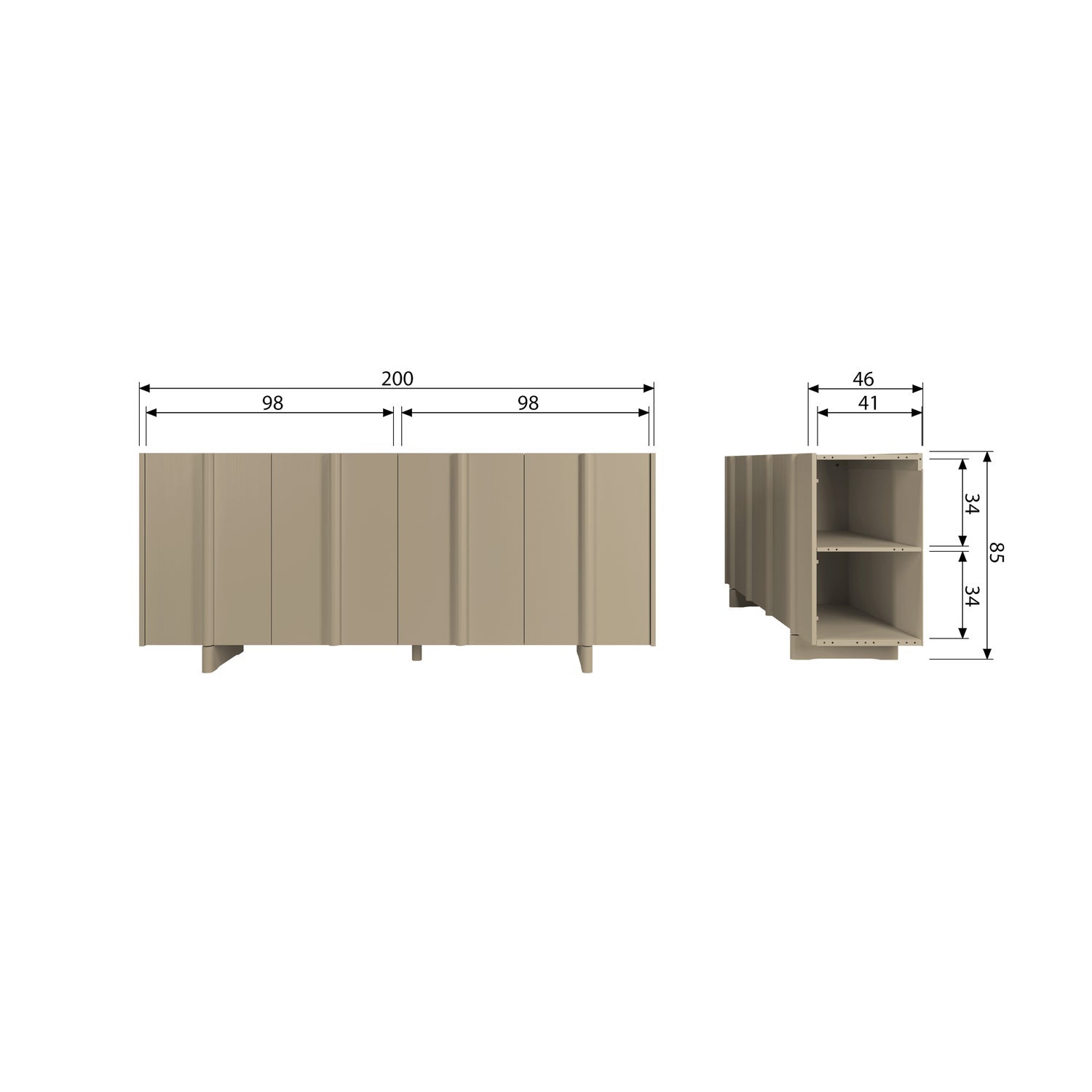 Woood Basu Dressoir Grenen Mud [Fsc] - KwaliteitWonen.nl