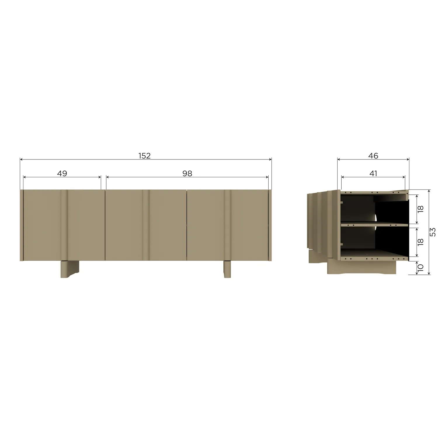 Woood Basu Tv Meubel 152 Cm Grenen Moss [Fsc] - KwaliteitWonen.nl