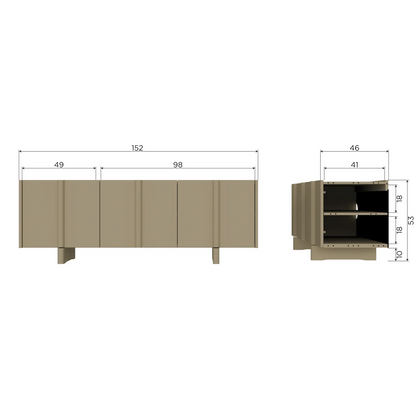Woood Basu Tv Meubel 152 Cm Grenen Moss [Fsc] - KwaliteitWonen.nl