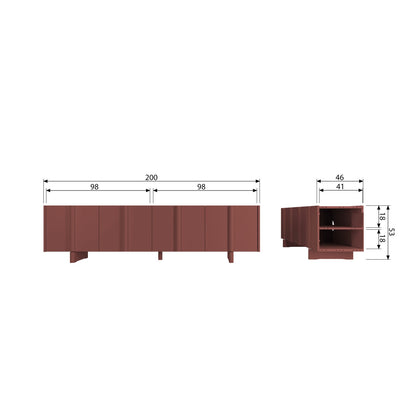 Woood Basu Tv Meubel 200 Cm Grenen Bordeauxrood [Fsc] - KwaliteitWonen.nl