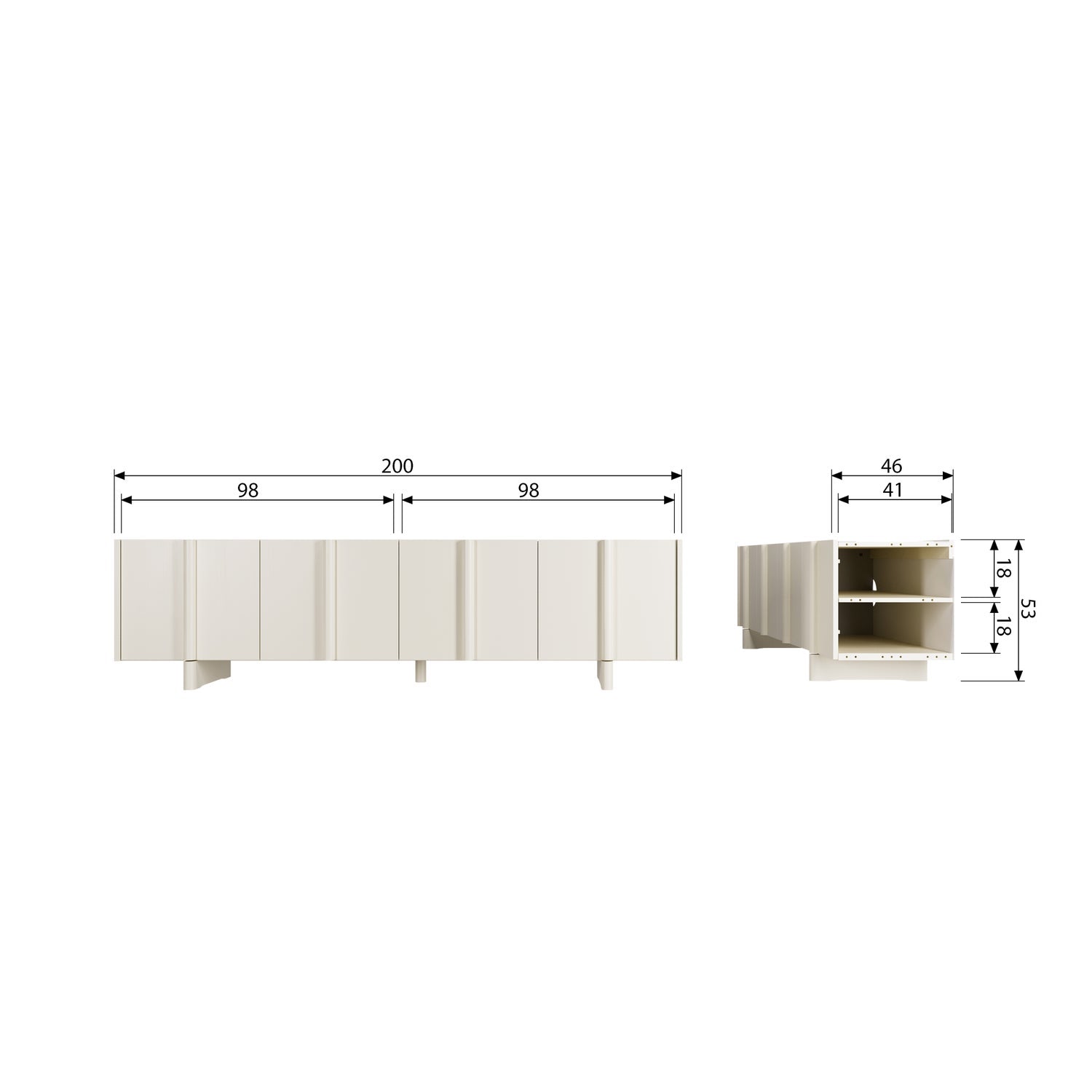 Woood Basu Tv Meubel 200 Cm Grenen Dust [Fsc] - KwaliteitWonen.nl