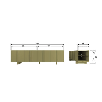 Woood Basu Tv Meubel 200 Cm Grenen Moss [Fsc] - KwaliteitWonen.nl