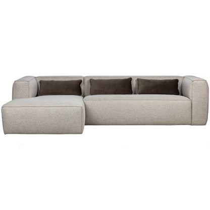 Woood Bean Hoekbank 3-zits Bank + Chaise Longue Links (Incl. Kussens) Lichtgrijs Melange - KwaliteitWonen.nl
