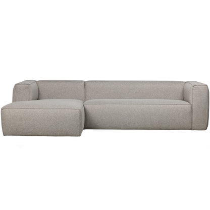 Woood Bean Hoekbank 3-zits Bank + Chaise Longue Links (Incl. Kussens) Lichtgrijs Melange - KwaliteitWonen.nl