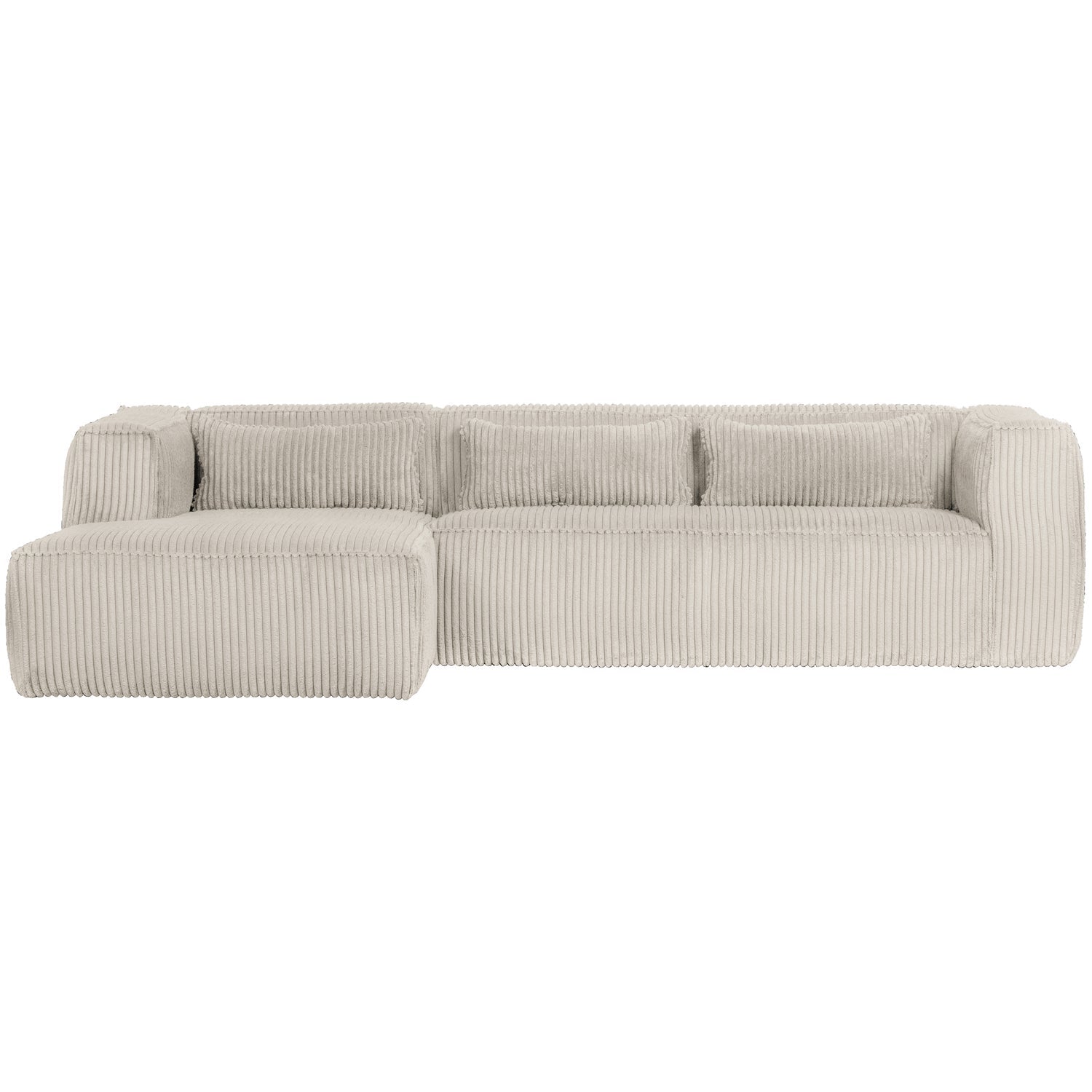 Woood Bean Hoekbank 3-zits Bank + Chaise Longue Links Ribstof Naturel - KwaliteitWonen.nl