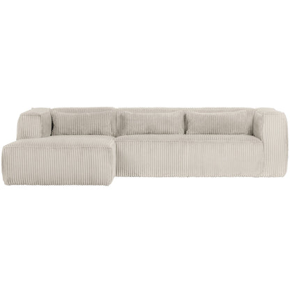 Woood Bean Hoekbank 3-zits Bank + Chaise Longue Links Ribstof Naturel - KwaliteitWonen.nl