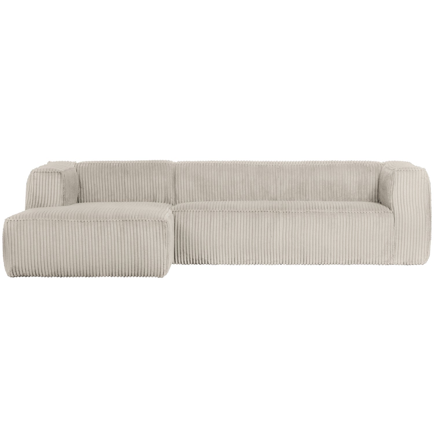 Woood Bean Hoekbank 3-zits Bank + Chaise Longue Links Ribstof Naturel - KwaliteitWonen.nl