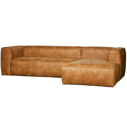 Woood Bean Hoekbank 3-zits Bank + Chaise Longue Rechts Ecoleer Cognac - KwaliteitWonen.nl
