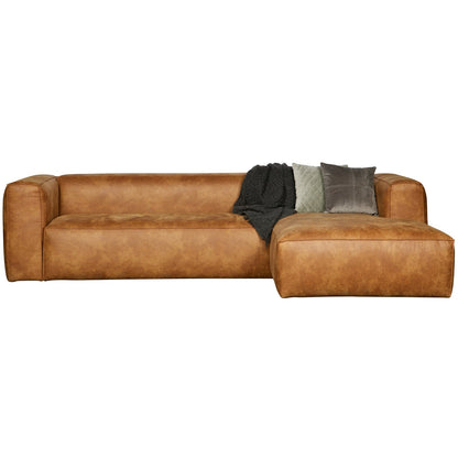 Woood Bean Hoekbank 3-zits Bank + Chaise Longue Rechts Ecoleer Cognac - KwaliteitWonen.nl