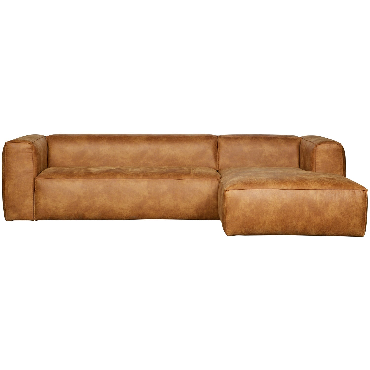 Woood Bean Hoekbank 3-zits Bank + Chaise Longue Rechts Ecoleer Cognac - KwaliteitWonen.nl