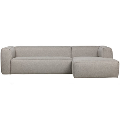 Woood Bean Hoekbank 3-zits Bank + Chaise Longue Rechts (Incl. Kussens) Lichtgrijs Melange - KwaliteitWonen.nl