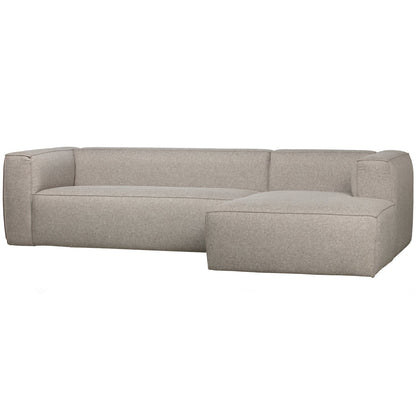 Woood Bean Hoekbank 3-zits Bank + Chaise Longue Rechts (Incl. Kussens) Lichtgrijs Melange - KwaliteitWonen.nl