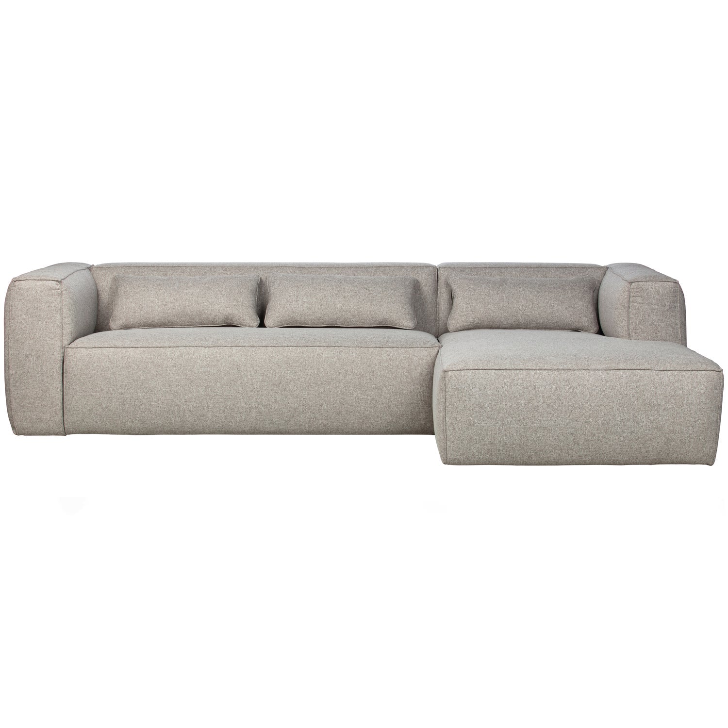 Woood Bean Hoekbank 3-zits Bank + Chaise Longue Rechts (Incl. Kussens) Lichtgrijs Melange - KwaliteitWonen.nl