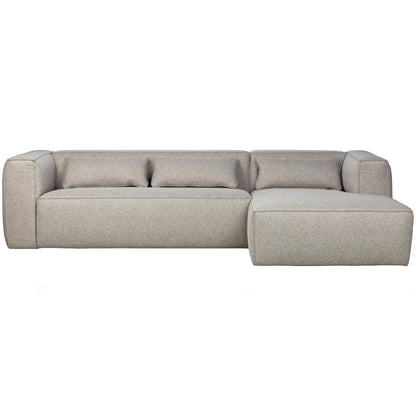 Woood Bean Hoekbank 3-zits Bank + Chaise Longue Rechts (Incl. Kussens) Lichtgrijs Melange - KwaliteitWonen.nl