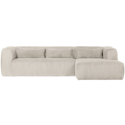 Woood Bean Hoekbank 3-zits Bank + Chaise Longue Rechts Ribstof Naturel - KwaliteitWonen.nl