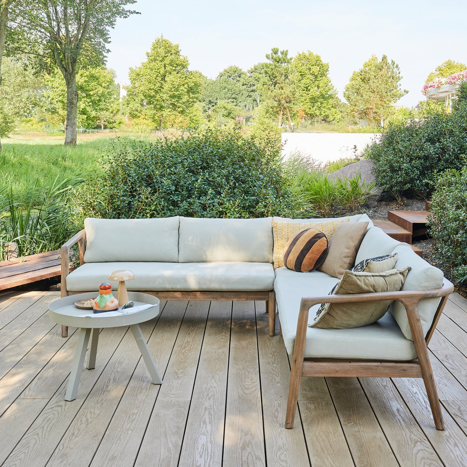 Woood Biam Tuin Loungeset Acaciahout Naturel/Zand [Fsc] - KwaliteitWonen.nl