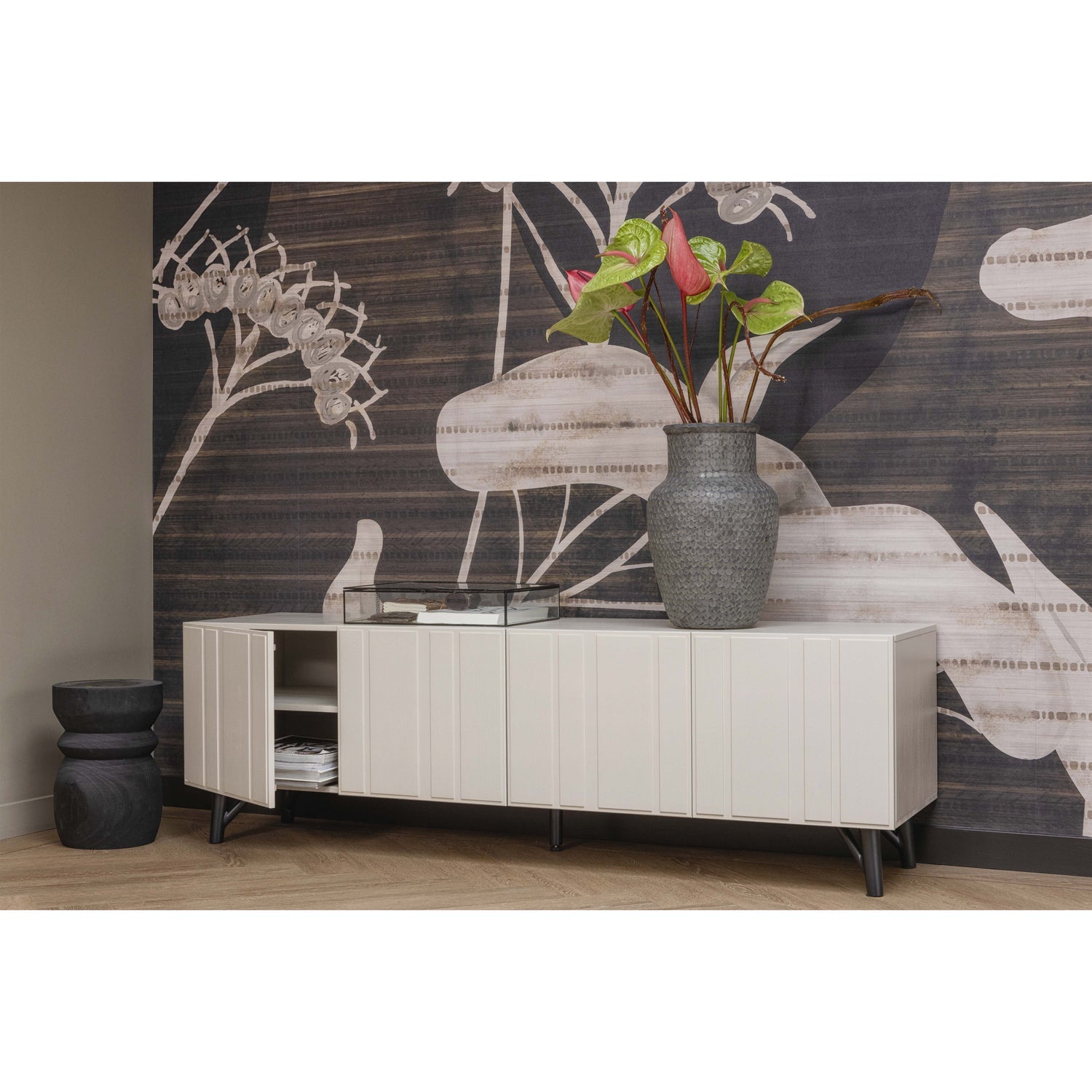 Woood Bikkel Kruk Hout Zwart 40x28cm - KwaliteitWonen.nl