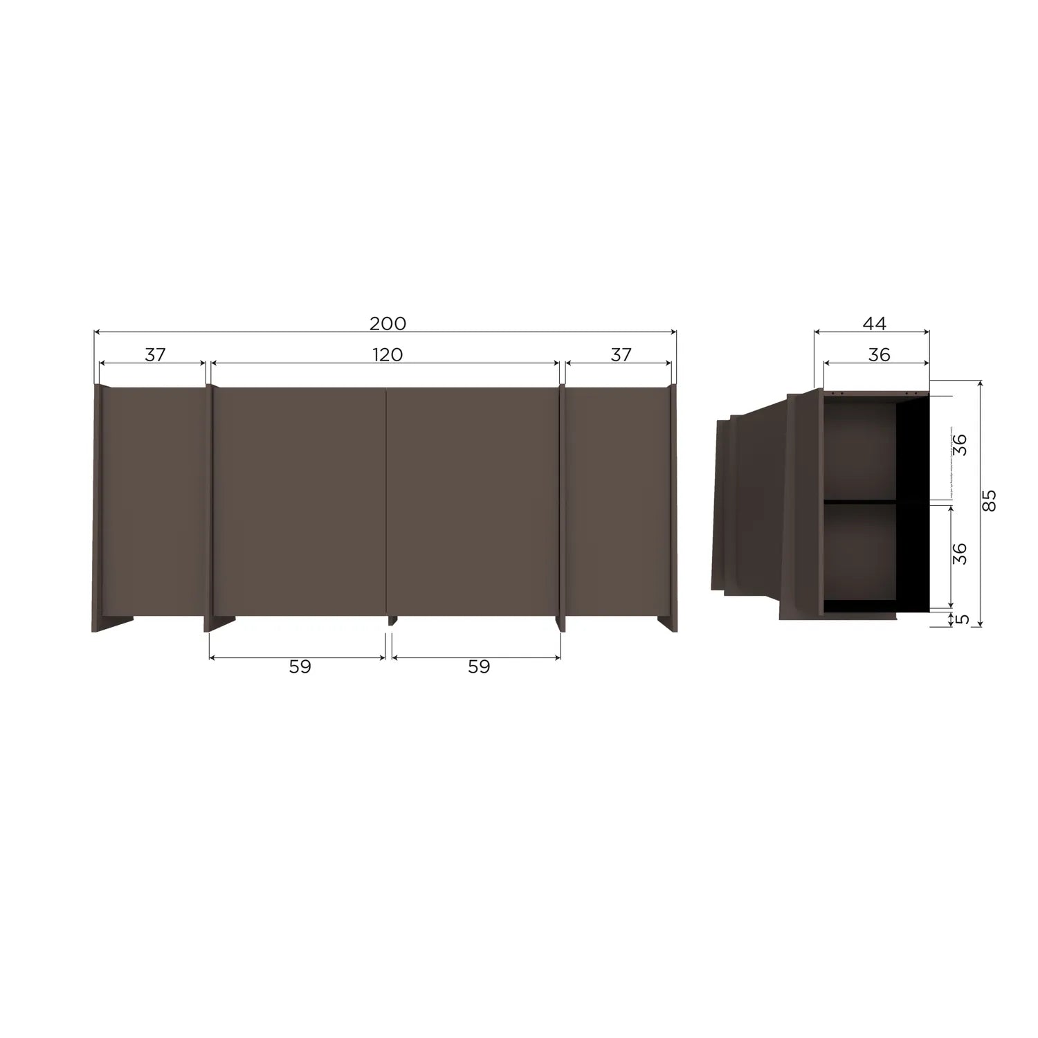 Woood Brock Dressoir 200 Cm Essen Fineer Middenbruin [Fsc] - KwaliteitWonen.nl