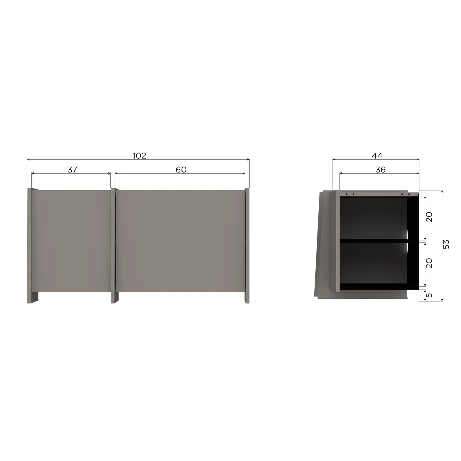 Woood Brock Tv Meubel 102 Cm Essen Fineer Warmgrijs [Fsc] - KwaliteitWonen.nl