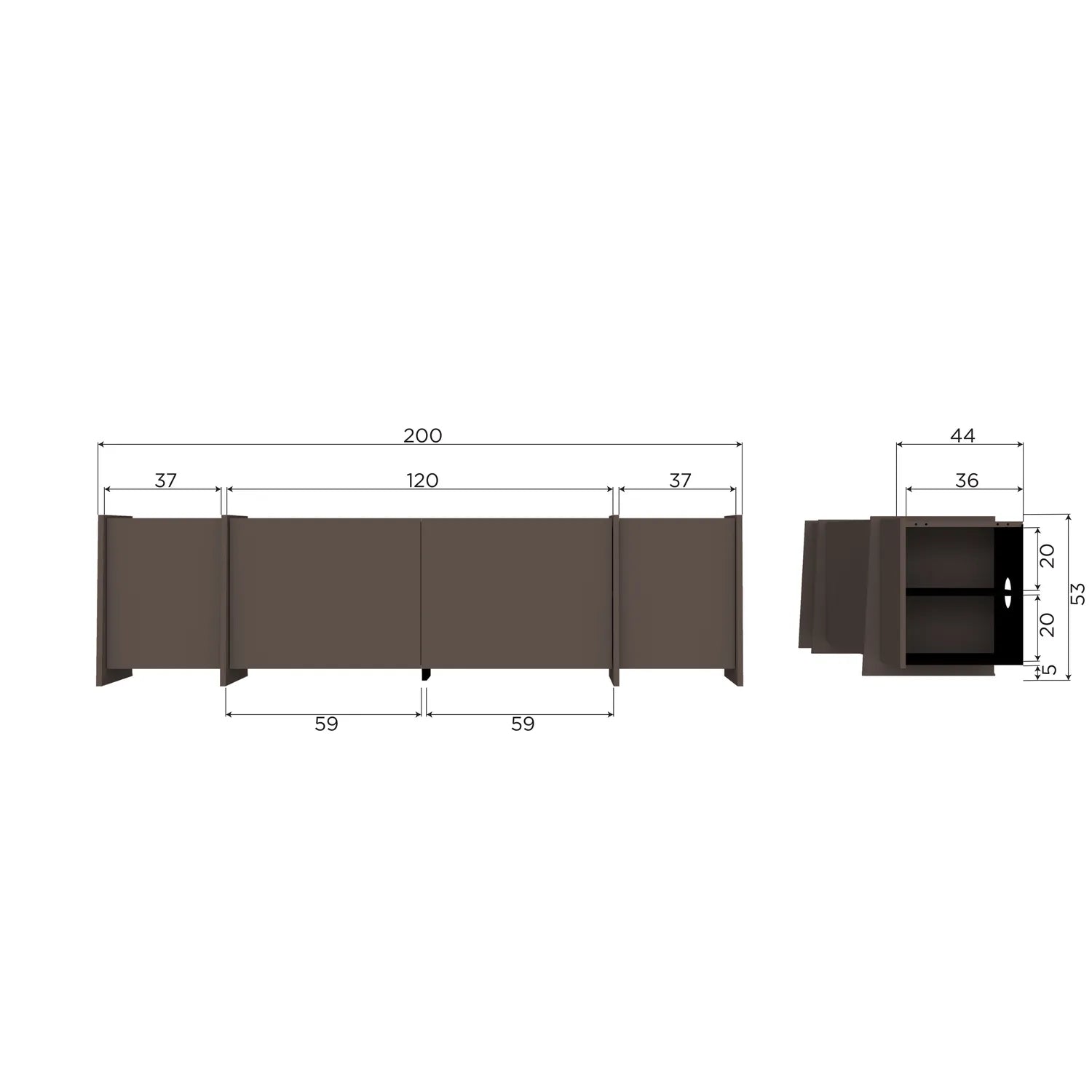 Woood Brock Tv Meubel 200 Cm Essen Fineer Middenbruin [Fsc] - KwaliteitWonen.nl