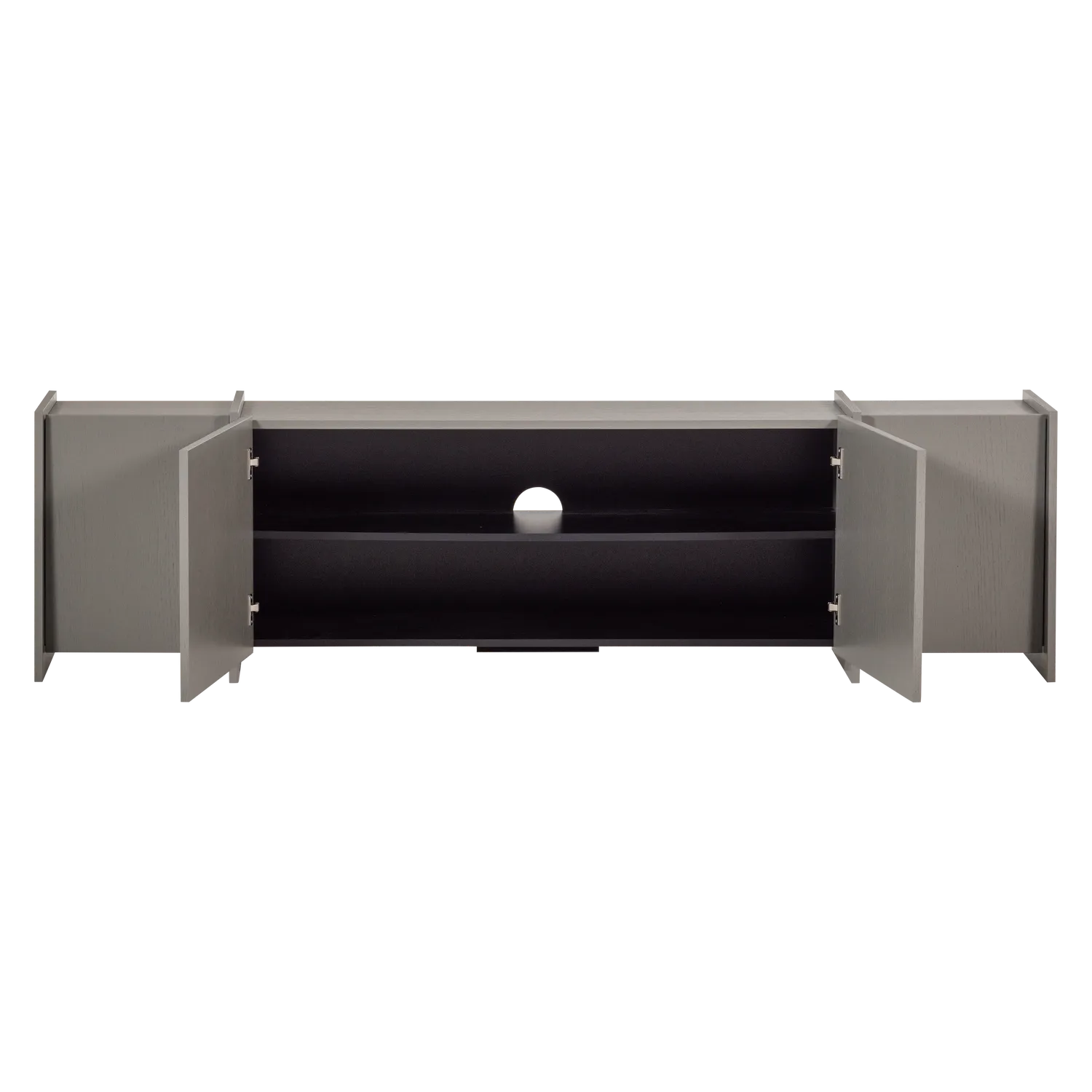 Woood Brock Tv Meubel 200 Cm Essen Fineer Warmgrijs [Fsc] - KwaliteitWonen.nl