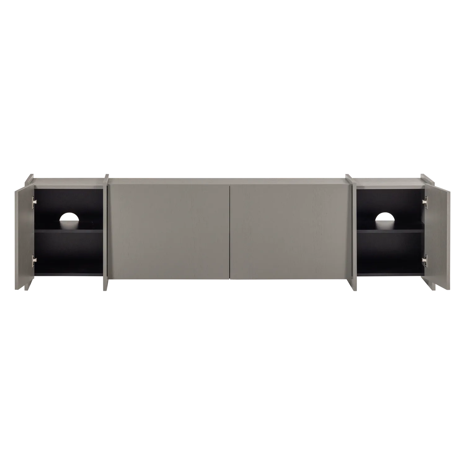 Woood Brock Tv Meubel 200 Cm Essen Fineer Warmgrijs [Fsc] - KwaliteitWonen.nl