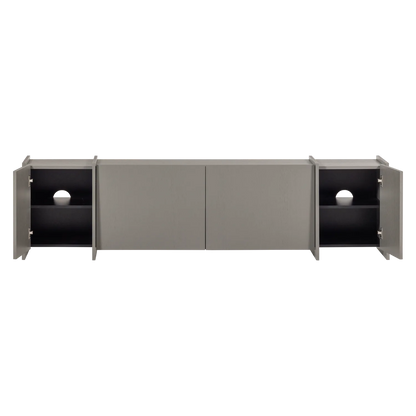 Woood Brock Tv Meubel 200 Cm Essen Fineer Warmgrijs [Fsc] - KwaliteitWonen.nl