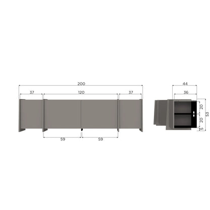 Woood Brock Tv Meubel 200 Cm Essen Fineer Warmgrijs [Fsc] - KwaliteitWonen.nl