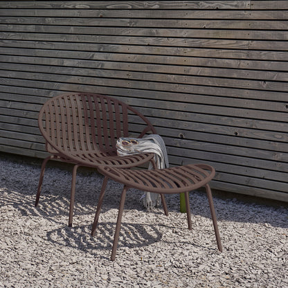 Woood Bruce Tuin Loungestoel + Hocker Pp Metaal Paars Bruin - KwaliteitWonen.nl