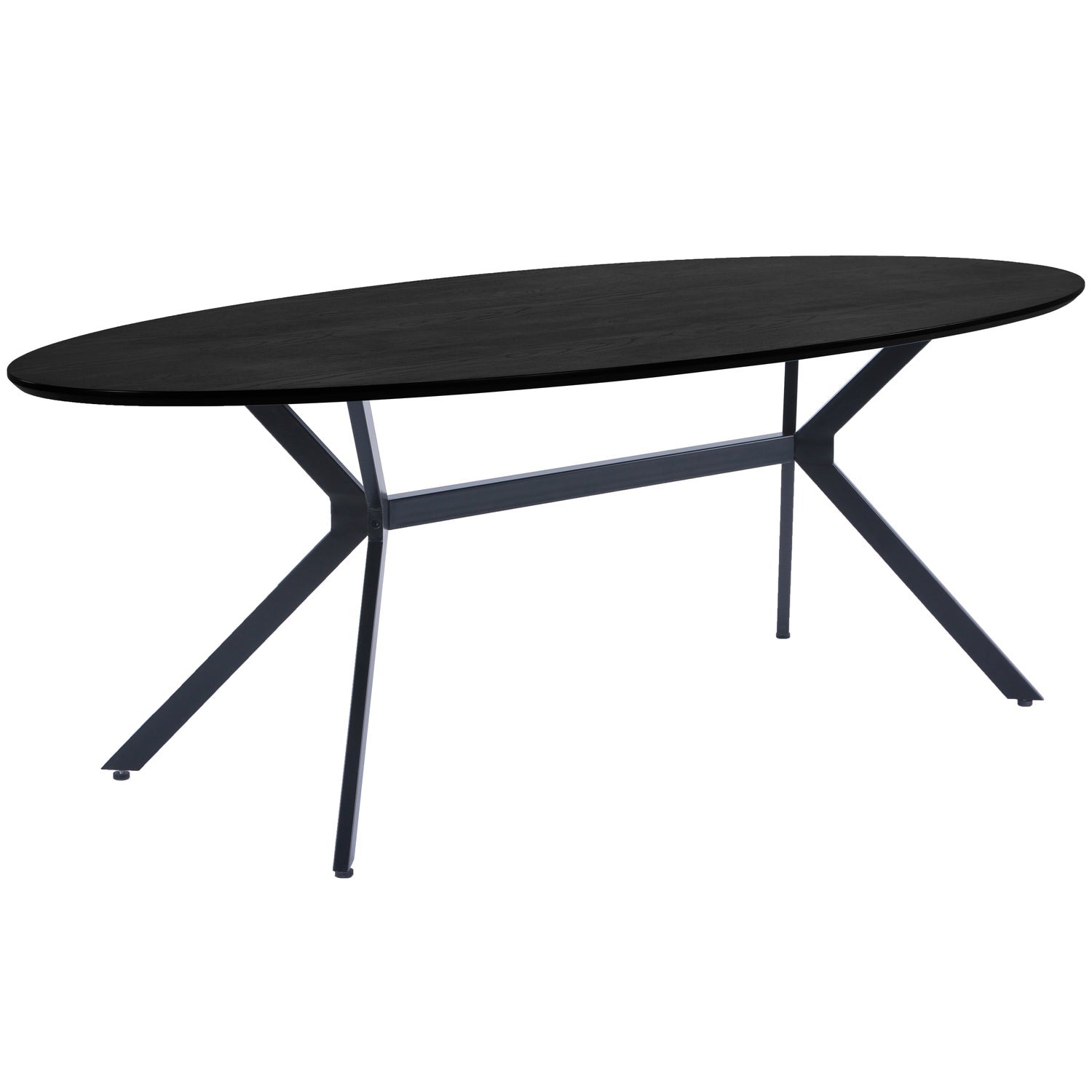 Woood Bruno Eettafel Ovaal MDF Zwart 220x100cm - KwaliteitWonen.nl