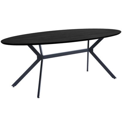 Woood Bruno Eettafel Ovaal MDF Zwart 220x100cm - KwaliteitWonen.nl