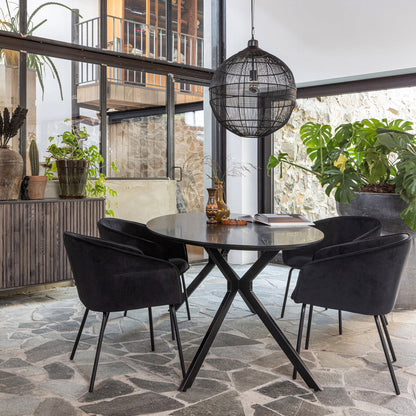 Woood Bruno Eettafel Ovaal MDF Zwart 220x100cm - KwaliteitWonen.nl