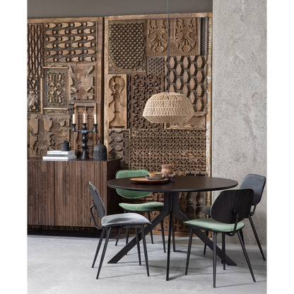 Woood Bruno Eettafel Rond 120cm MDF Zwart - KwaliteitWonen.nl