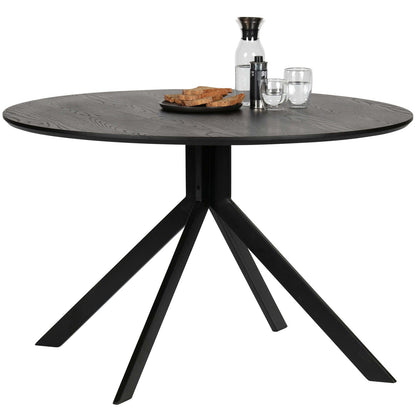 Woood Bruno Eettafel Rond 120cm MDF Zwart - KwaliteitWonen.nl